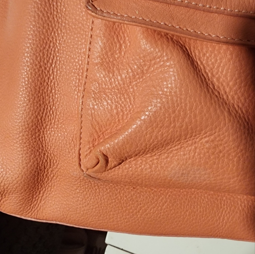 Coach Vintage Penelope Coral Peach Orange Leather Tote Bag - Picture 14 of 16